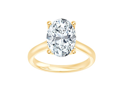 Certified White Lab-Grown Diamond F VS-SI 14K Yellow Gold Tulip Setting Solitaire Ring 4.10ctw