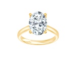 Certified White Lab-Grown Diamond F VS-SI 14K Yellow Gold Tulip Setting Solitaire Ring 4.10ctw