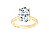 Certified White Lab-Grown Diamond F VS-SI 14K Yellow Gold Tulip Setting Solitaire Ring 4.10ctw
