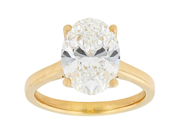 Certified White Lab-Grown Diamond F VS-SI 14K Yellow Gold Tulip Setting Solitaire Ring 4.10ctw