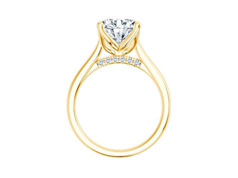 Certified White Lab-Grown Diamond F VS-SI 14K Yellow Gold Tulip Setting Solitaire Ring 4.10ctw