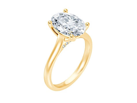 Certified White Lab-Grown Diamond F VS-SI 14K Yellow Gold Tulip Setting Solitaire Ring 4.10ctw