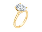 Certified White Lab-Grown Diamond F VS-SI 14K Yellow Gold Tulip Setting Solitaire Ring 4.10ctw
