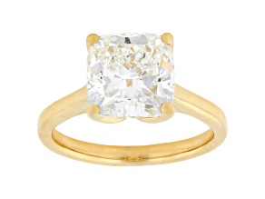 Certified White Lab-Grown Diamond F VS-SI 14K Yellow Gold Tulip Setting Solitaire Ring 4.10ctw