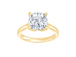 Certified White Lab-Grown Diamond F VS-SI 14K Yellow Gold Tulip Setting Solitaire Ring 4.10ctw