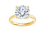 Certified White Lab-Grown Diamond F VS-SI 14K Yellow Gold Tulip Setting Solitaire Ring 5.10ctw