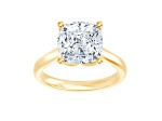 Certified White Lab-Grown Diamond F VS-SI 14K Yellow Gold Tulip Setting Solitaire Ring 5.10ctw