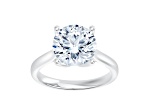 Certified White Lab-Grown Diamond F VS-SI 14K White Gold Tulip Setting Solitaire Ring 4.10ctw