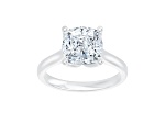 Certified White Lab-Grown Diamond F VS-SI 14K White Gold Tulip Setting Solitaire Ring 4.10ctw