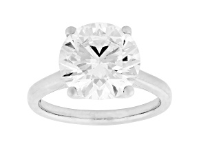 Certified White Lab-Grown Diamond F VS-SI 14K White Gold Tulip Setting Solitaire Ring 5.10ctw