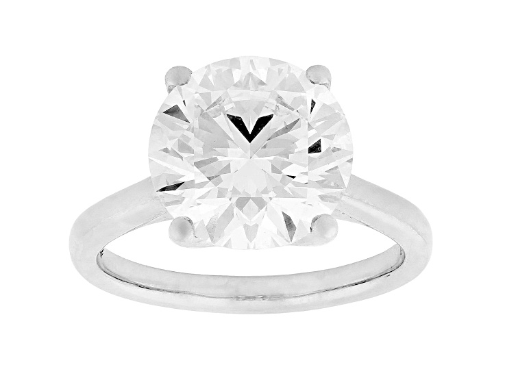 Certified White Lab-Grown Diamond F VS-SI 14K White Gold Tulip Setting Solitaire Ring 5.10ctw