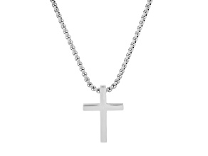 Men's Stainless Steel Polished Cross Pendant With Chain
