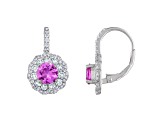 Lab Created Pink Sapphire Sterling Silver Earrings 3.22ctw