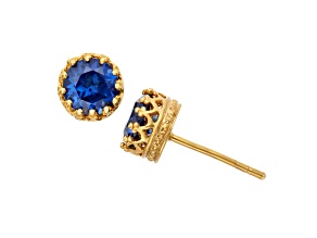 Round Lab Created Sapphire 14K Yellow Gold Over Sterling Silver Stud Earrings, 2.00ctw
