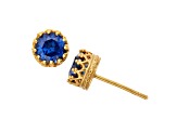 Blue Lab Created Sapphire 14K Yellow Gold Over Sterling Silver Stud Earrings, 2.00ctw