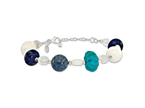 Sterling Silver Coral, Howlite, Jade, Lapis, Quartz, Crystal 1-inch Extension Bracelet