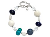 Sterling Silver Coral, Howlite, Jade, Lapis, Quartz, Crystal 1-inch Extension Bracelet