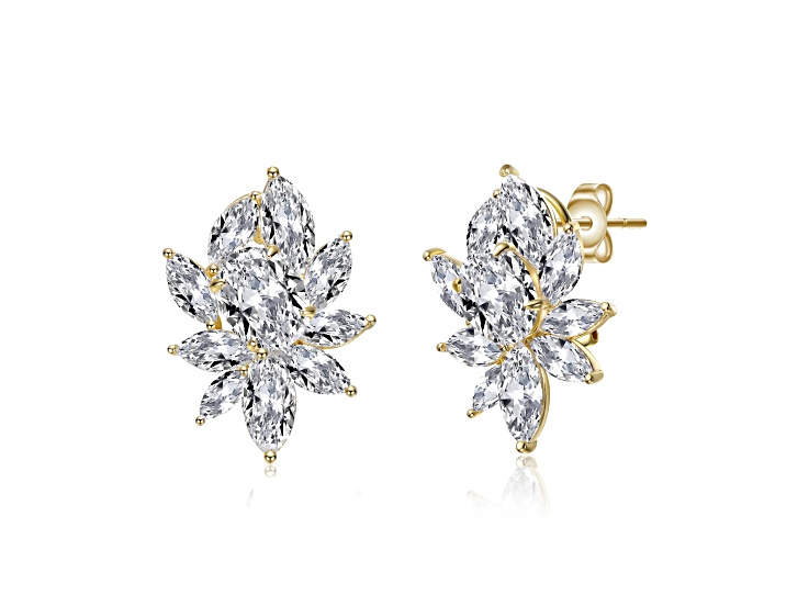 Clear Cubic Zirconia, 14k Gold Plated over Sterling Silver Corsage ...