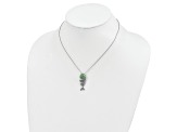 Rhodium Over Sterling Silver Enameled Cubic Zirconia Fish Necklace