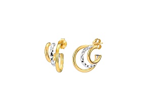 14K Yellow Gold Over Sterling Silver Two-Tone Triple Hoops