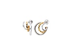 Rhodium Over Sterling Silver Two-Tone Triple Hoops