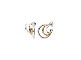 Rhodium Over Sterling Silver Two-Tone Triple Hoops