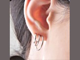 Rhodium Over Sterling Silver Two-Tone Triple Hoops