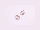 Rhodium Over Sterling Silver Two-Tone Triple Hoops