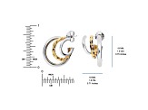 Rhodium Over Sterling Silver Two-Tone Triple Hoops