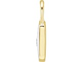 14K Yellow Gold White Enamel and 0.03ct Diamond Accent Lock Charm Pendant.