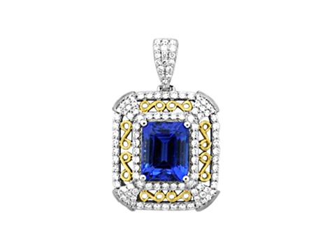 14K White Gold Tanzanite and Diamond Pendant 4.38ctw