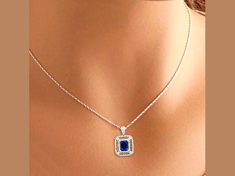 14K White Gold Tanzanite and Diamond Pendant 4.38ctw