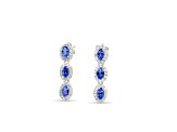 Oval Tanzanite and CZ Rhodium Over Sterling Silver Earrings, 1.54ctw
