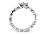 Sterling Silver Stackable Expressions Polished Diamond Angel Ring 0.035ctw