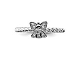 Sterling Silver Stackable Expressions Polished Diamond Angel Ring 0.035ctw