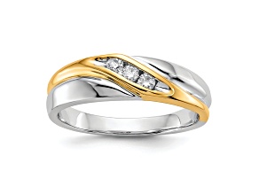 10K Two-tone Yellow and White Gold Diamond Men's Ring 0.15ctw