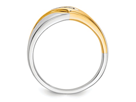 10K Two-tone Yellow and White Gold Diamond Men's Ring 0.15ctw