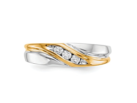 10K Two-tone Yellow and White Gold Diamond Men's Ring 0.15ctw