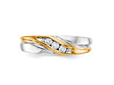 10K Two-tone Yellow and White Gold Diamond Men's Ring 0.15ctw