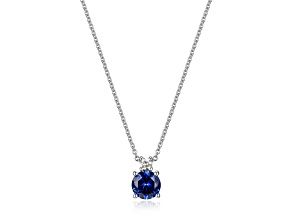 Blue Lab Created Sapphire Rhodium Over Sterling Silver Necklace 1.21ctw