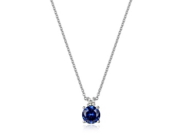 Picture of Blue Lab Created Sapphire Rhodium Over Sterling Silver Necklace 1.21ctw