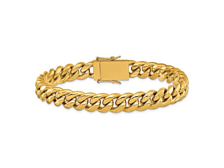 Stainless Steel Polished Yellow IP-plated with Cubic Zirconia 9.25 Inch Curb Link Bracelet