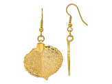 24k Yellow Gold Dipped Aspen Leaf Gold-tone Dangle Earrings