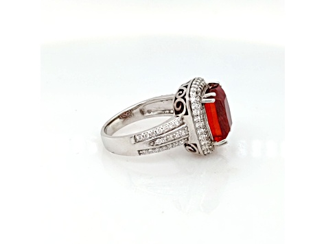 6.25 Cts Rhodochrosite and 0.99 Cts White Diamond Ring in 14K WG