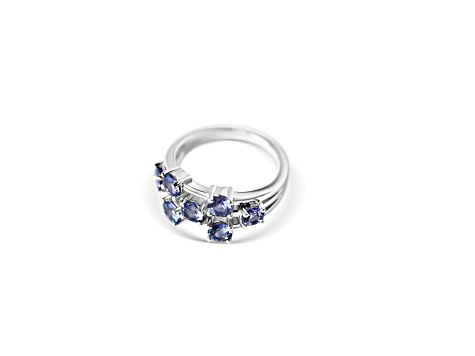 Rhodium Over Sterling Silver Round Tanzanite Ring 1.79ctw