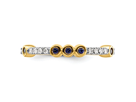 14K Yellow Gold Stackable Expressions Lab Created Sapphire and Diamond Ring 0.23ctw