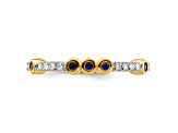14K Yellow Gold Stackable Expressions Lab Created Sapphire and Diamond Ring 0.23ctw
