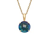 Round Mystic Fire Blue Topaz 10K Yellow Gold Pendant 1.15ctw