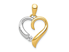 14k Yellow Gold and 14k White Gold Diamond Heart Pendant