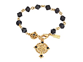 Symbol of Faith Blue Bead Rosary Crucifix Bracelet